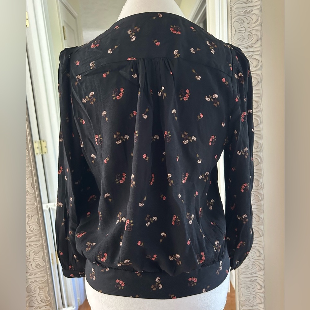 Madewell Black Floral Wrap Top - Picture 4 of 6